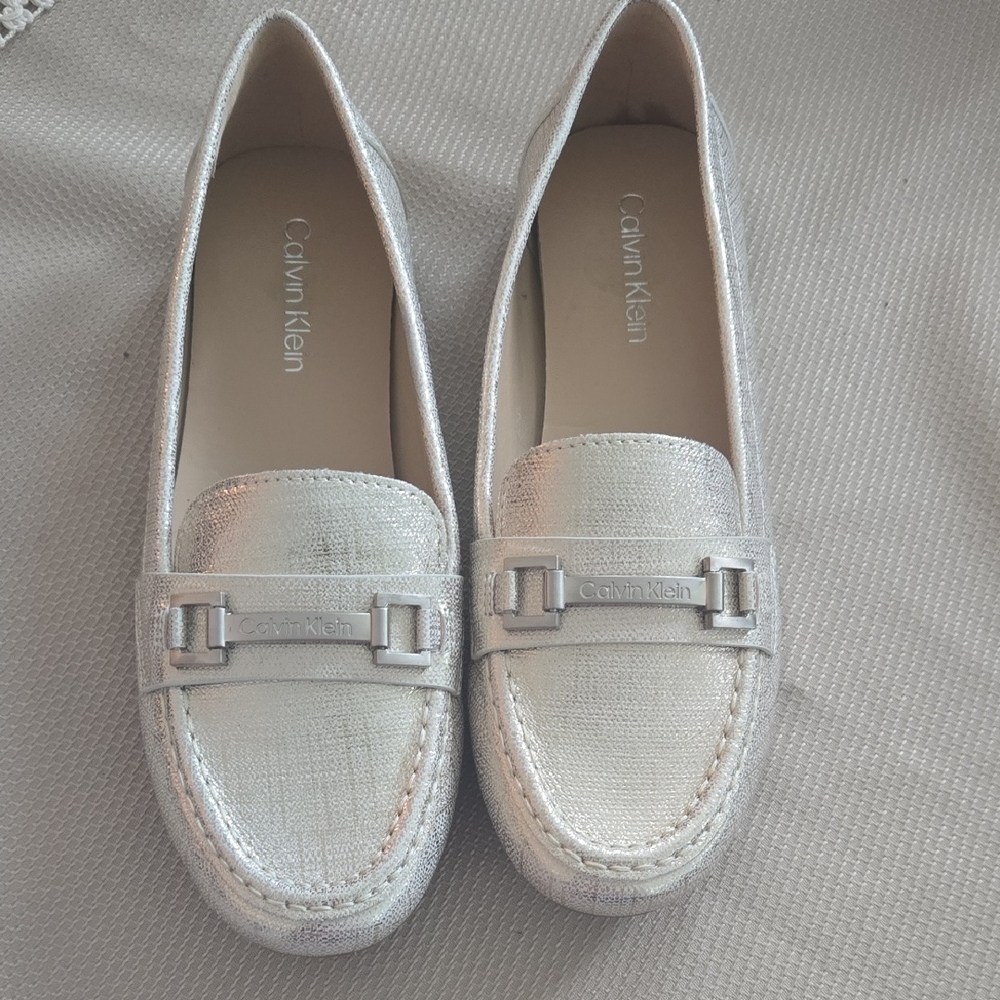 Calvin Klein Shimmering Silver Loafers